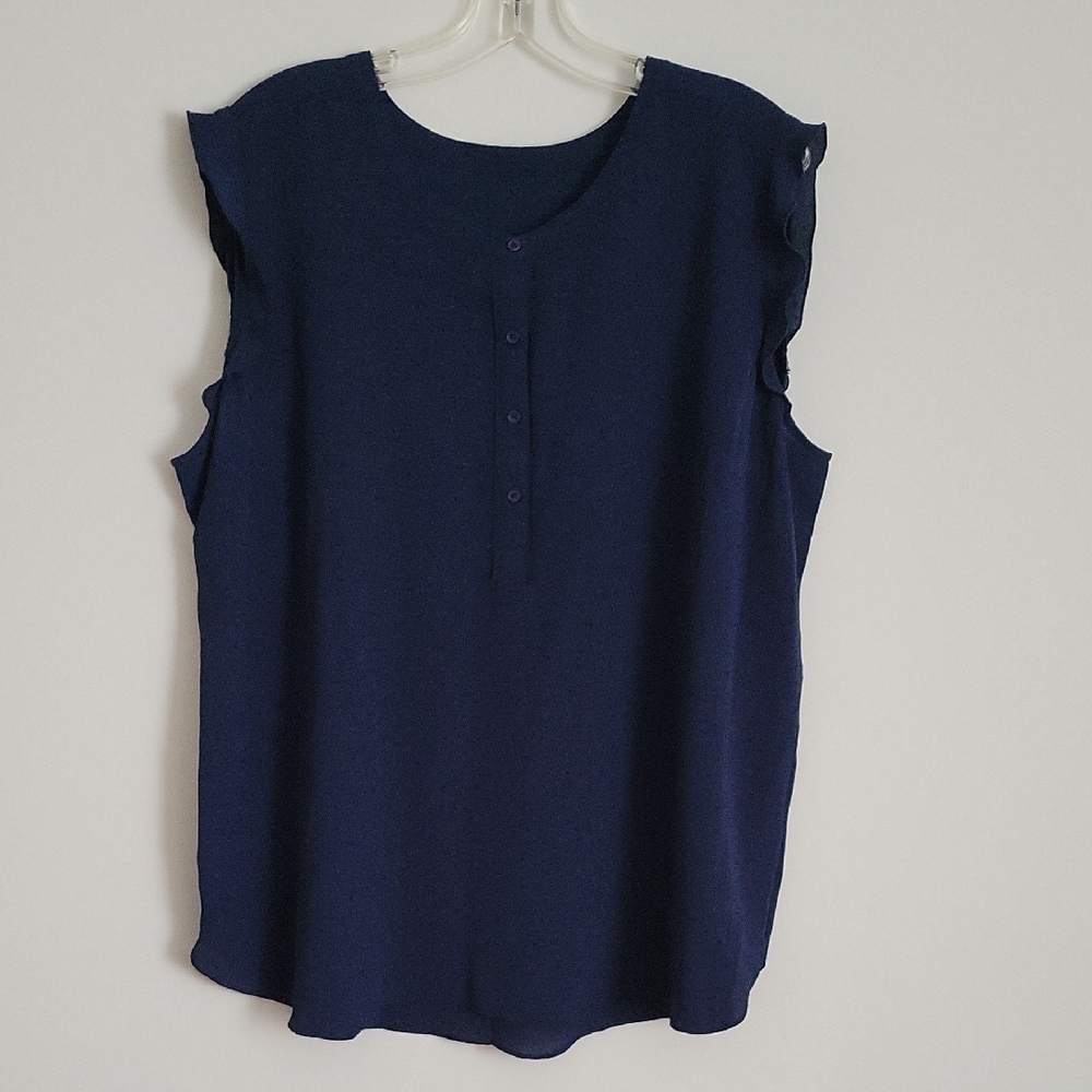 Navy Blue Women's Sleeveless Blouse- Size 2X